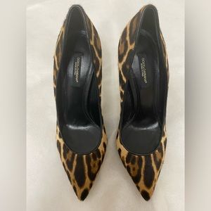Dolce and Gabbana Leopard Print Pony Hair Heels
